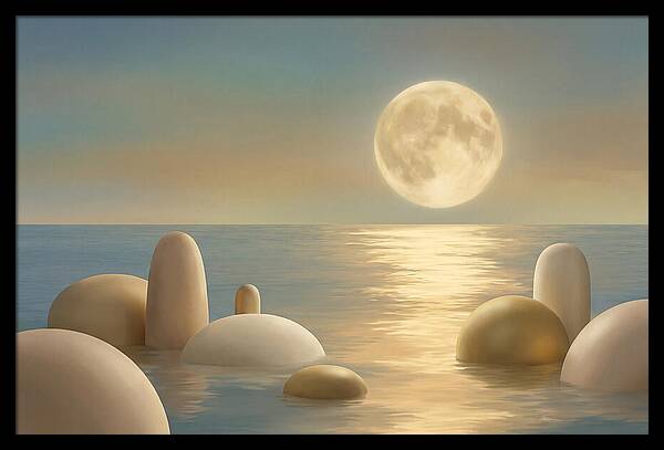 Full Moon Over Tranquil Ocean