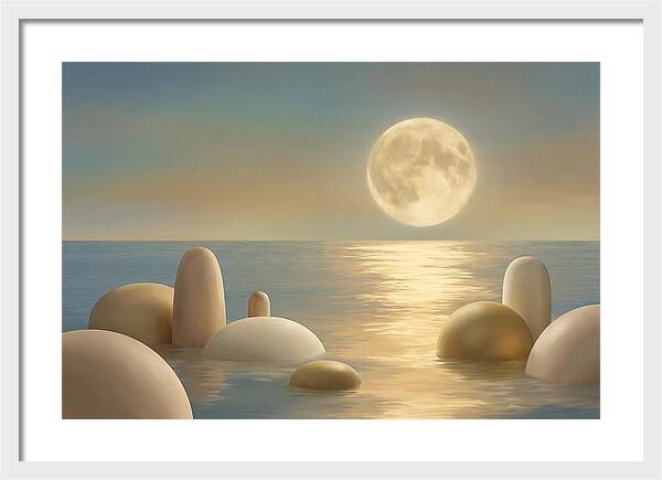Full Moon Over Tranquil Ocean