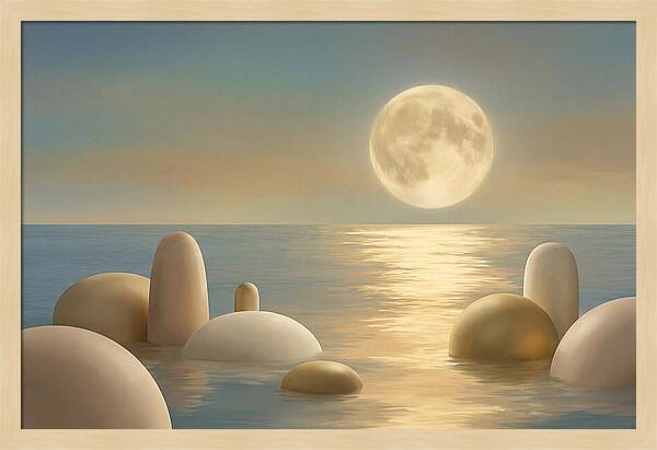 Full Moon Over Tranquil Ocean