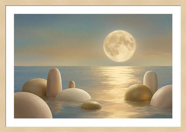 Full Moon Over Tranquil Ocean