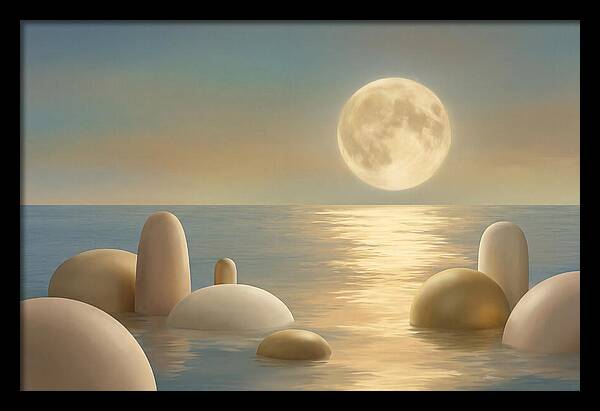 Full Moon Over Tranquil Ocean