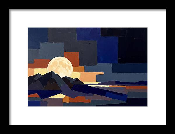 Full Moon Rising Over Mountains