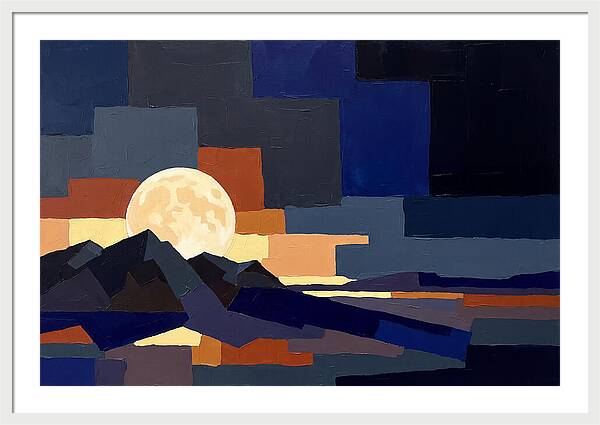 Full Moon Rising Over Mountains