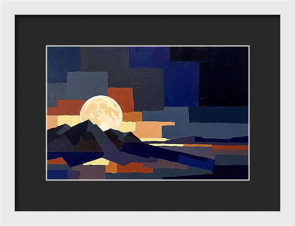 Full Moon Rising Over Mountains