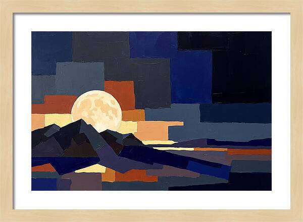 Full Moon Rising Over Mountains