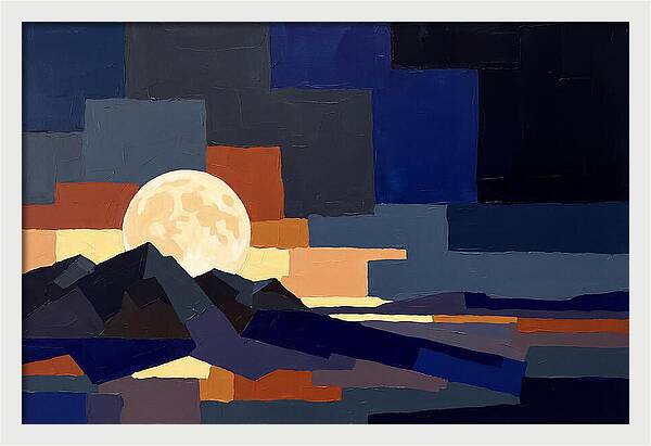 Full Moon Rising Over Mountains