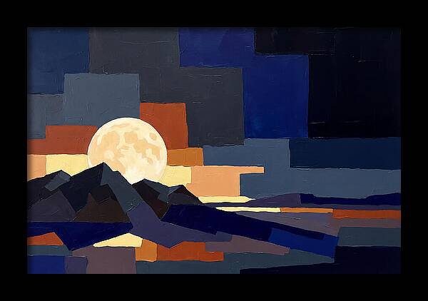 Full Moon Rising Over Mountains