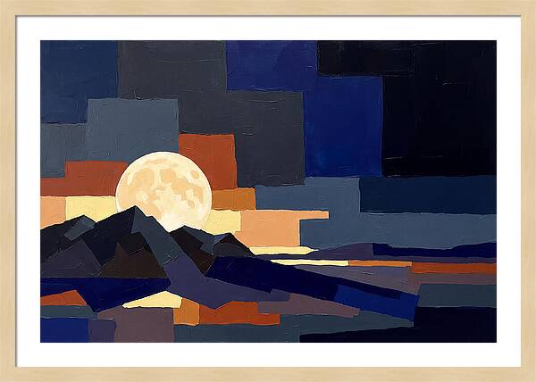 Full Moon Rising Over Mountains