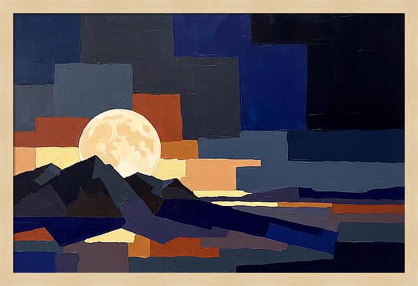 Full Moon Rising Over Mountains