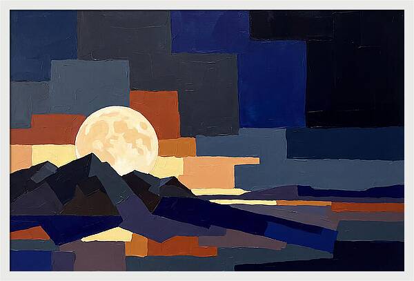 Full Moon Rising Over Mountains