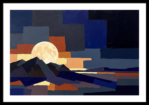 Full Moon Rising Over Mountains