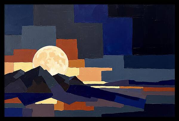 Full Moon Rising Over Mountains