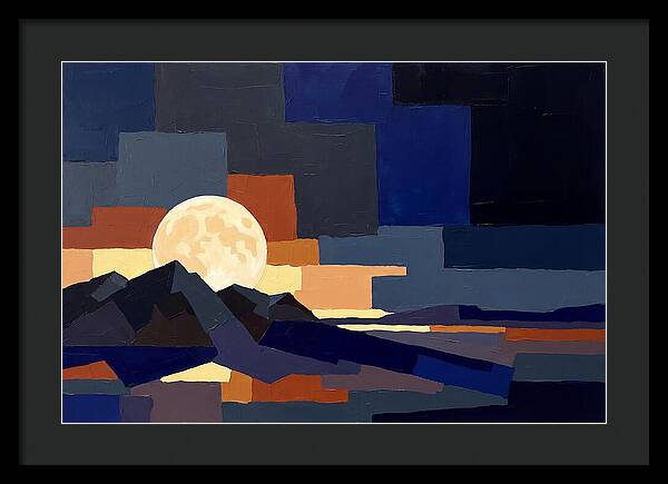 Full Moon Rising Over Mountains
