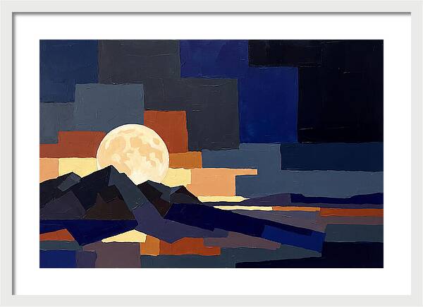 Full Moon Rising Over Mountains