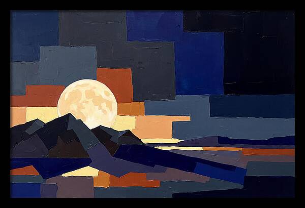 Full Moon Rising Over Mountains