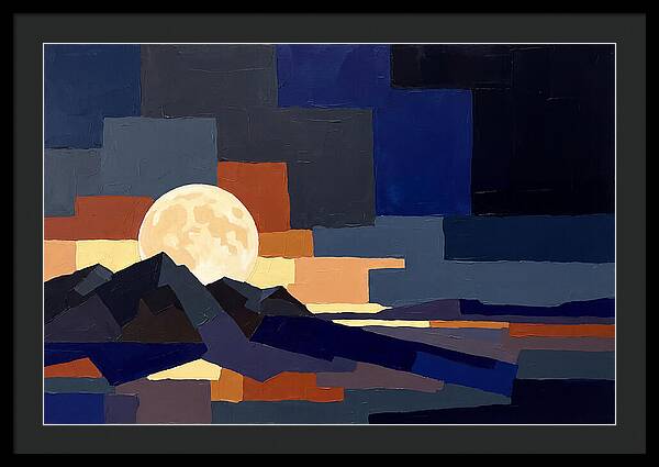 Full Moon Rising Over Mountains