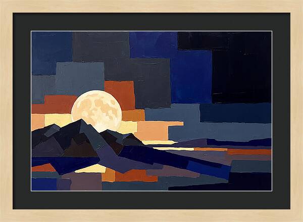 Full Moon Rising Over Mountains