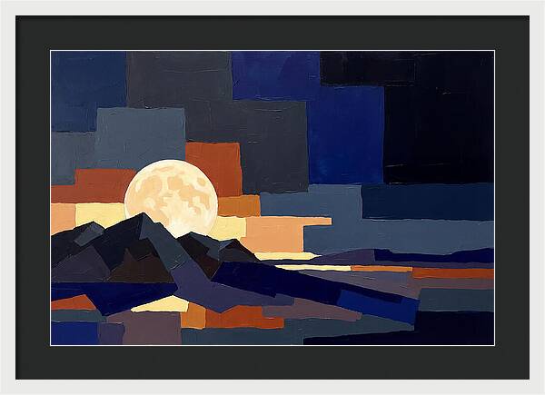 Full Moon Rising Over Mountains