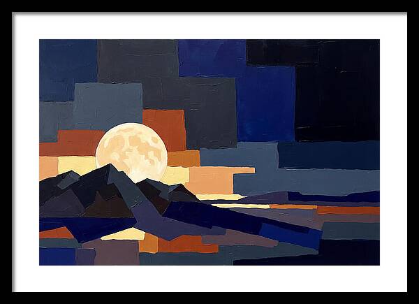 Full Moon Rising Over Mountains
