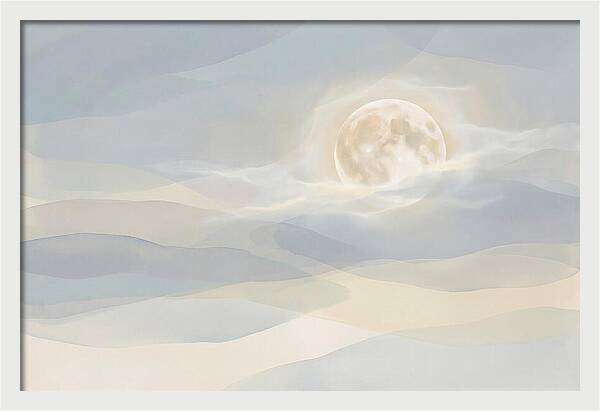 Full Moon Rising Through Clouds