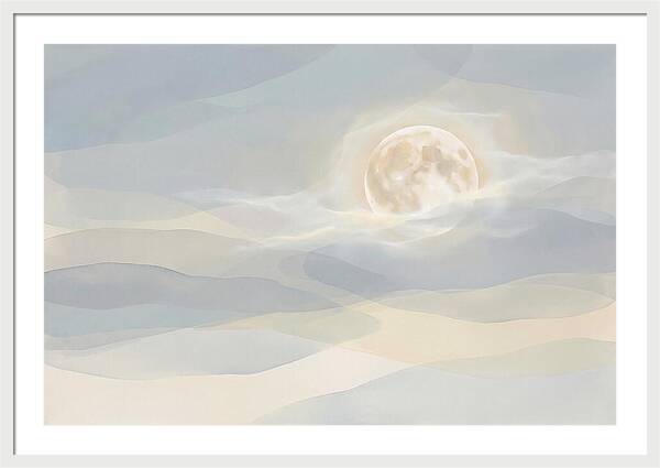 Full Moon Rising Through Clouds