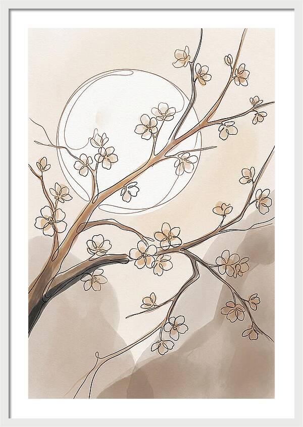 Full Moon Through Cherry Blossom Branches