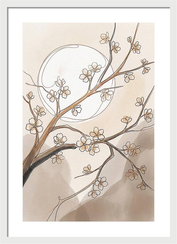 Full Moon Through Cherry Blossom Branches