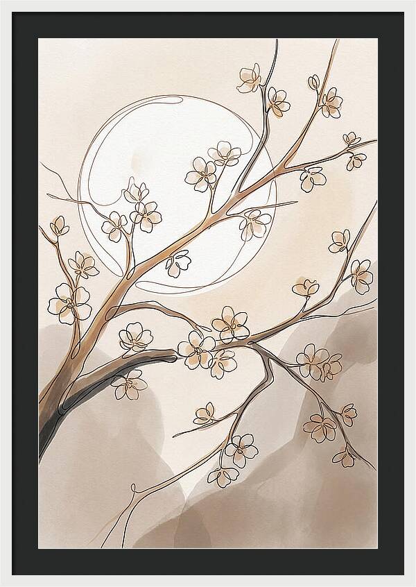 Full Moon Through Cherry Blossom Branches