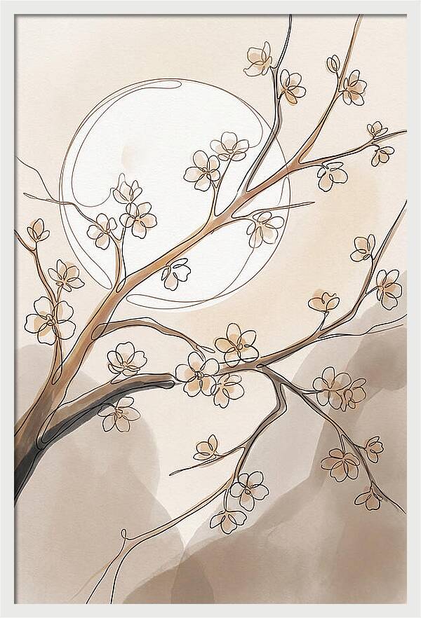 Full Moon Through Cherry Blossom Branches