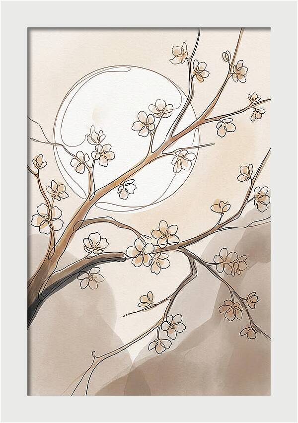 Full Moon Through Cherry Blossom Branches