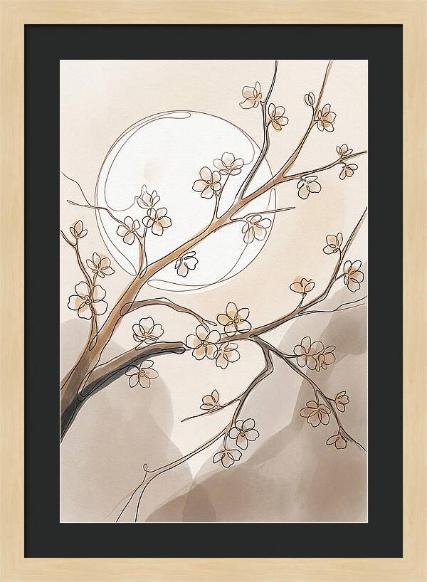 Full Moon Through Cherry Blossom Branches
