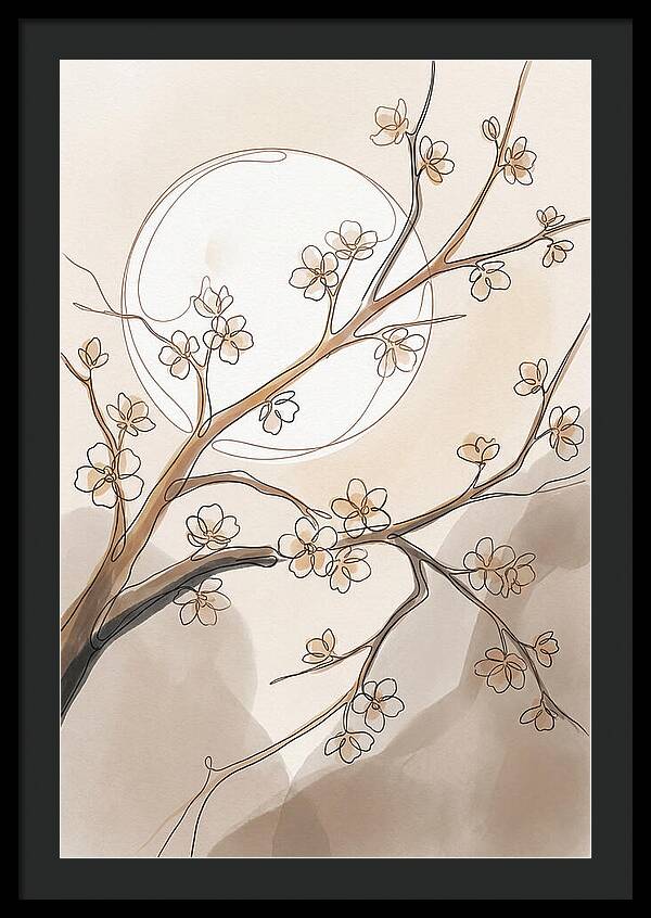 Full Moon Through Cherry Blossom Branches