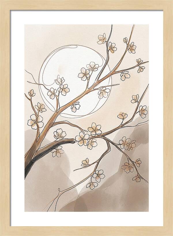 Full Moon Through Cherry Blossom Branches