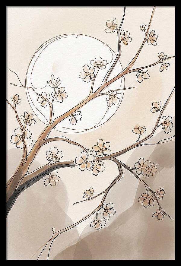 Full Moon Through Cherry Blossom Branches