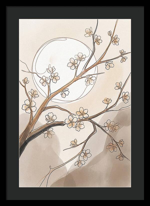 Full Moon Through Cherry Blossom Branches