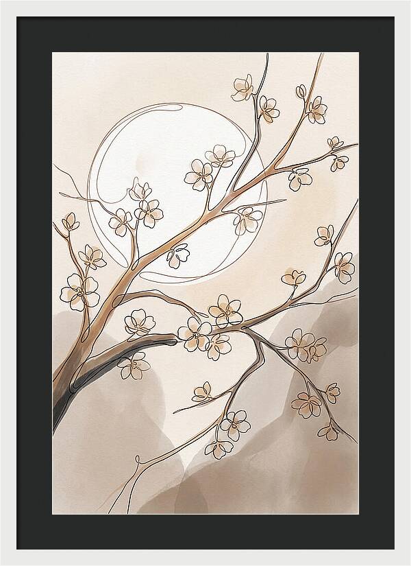 Full Moon Through Cherry Blossom Branches