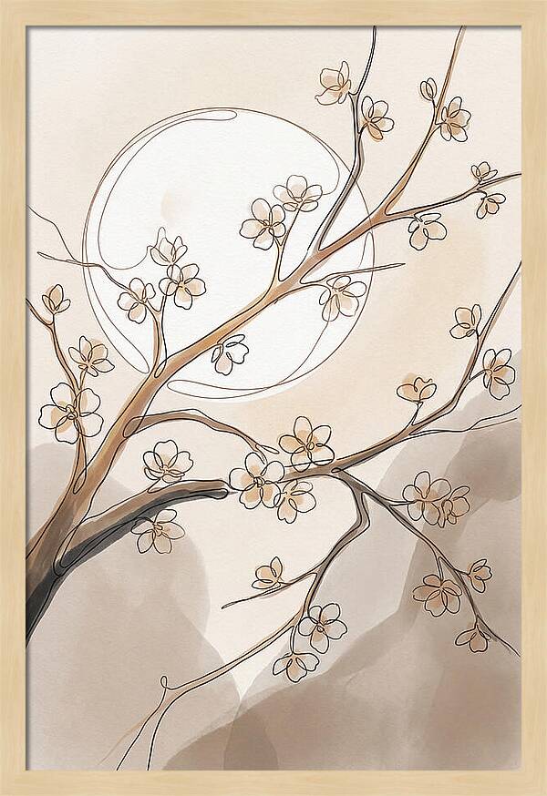 Full Moon Through Cherry Blossom Branches
