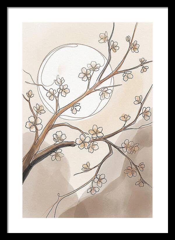 Full Moon Through Cherry Blossom Branches