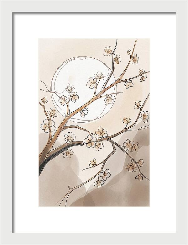 Full Moon Through Cherry Blossom Branches