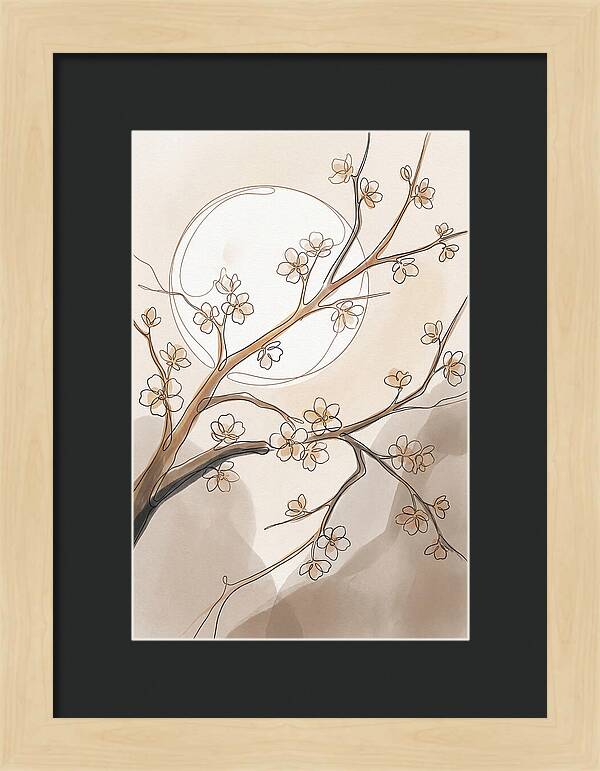 Full Moon Through Cherry Blossom Branches