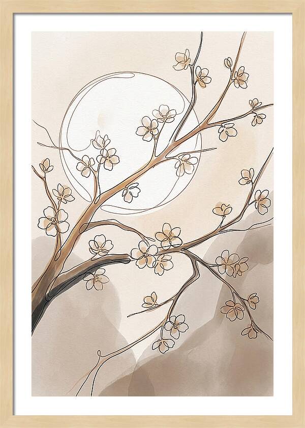 Full Moon Through Cherry Blossom Branches