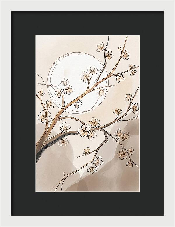 Full Moon Through Cherry Blossom Branches