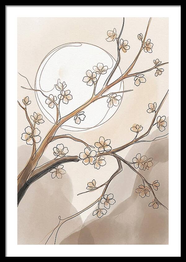 Full Moon Through Cherry Blossom Branches