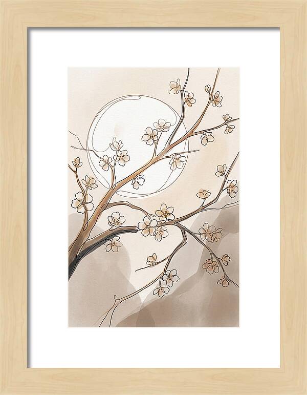 Full Moon Through Cherry Blossom Branches