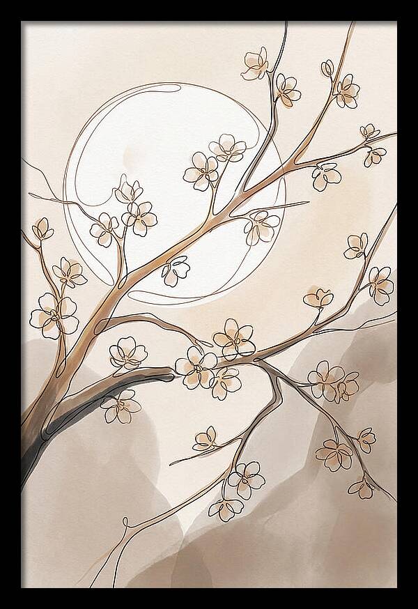 Full Moon Through Cherry Blossom Branches