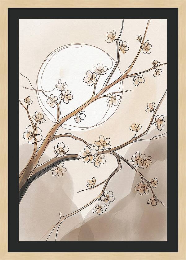 Full Moon Through Cherry Blossom Branches