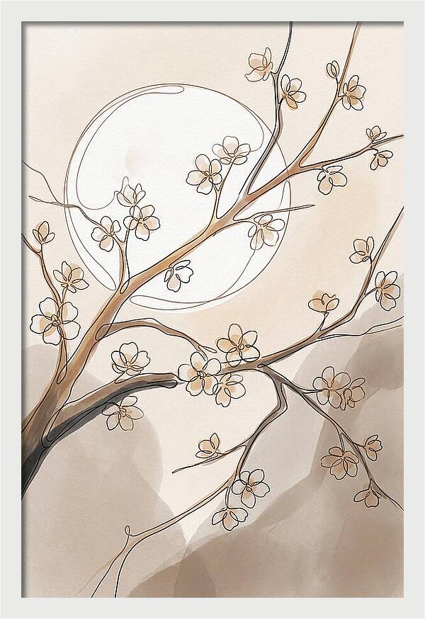 Full Moon Through Cherry Blossom Branches