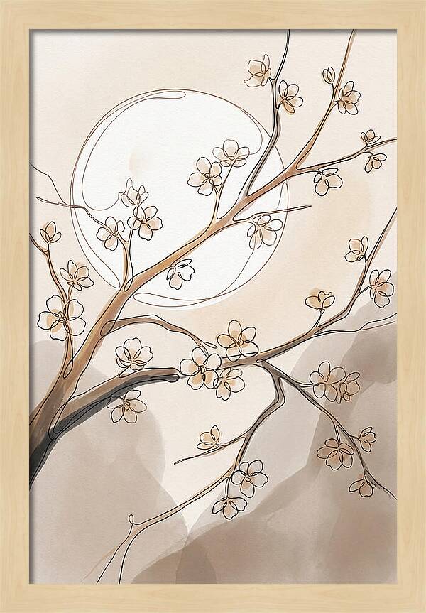 Full Moon Through Cherry Blossom Branches