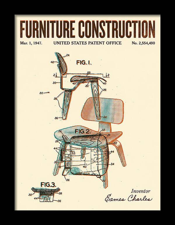 Furniture Construction Eames Chair Retro Patent Us2554490a