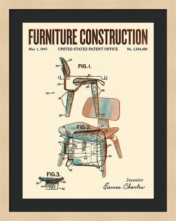 Furniture Construction Eames Chair Retro Patent Us2554490a